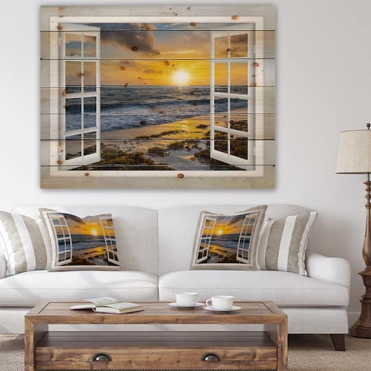 Designart - Open Window to Bright Yellow Sunset